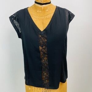 Alexis Linen Lace Cap Sleeve Blouse
